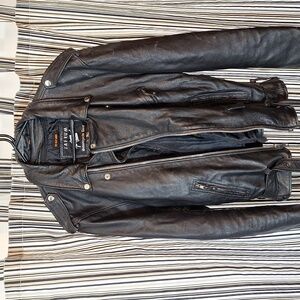 L-Tall Jafrum Leather Motorcycle Jacket.